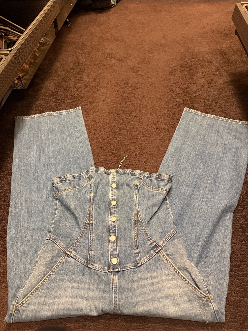 Pilcro Light Wash Denim Corset Wide-Leg Jeans - Picture 3 of 4